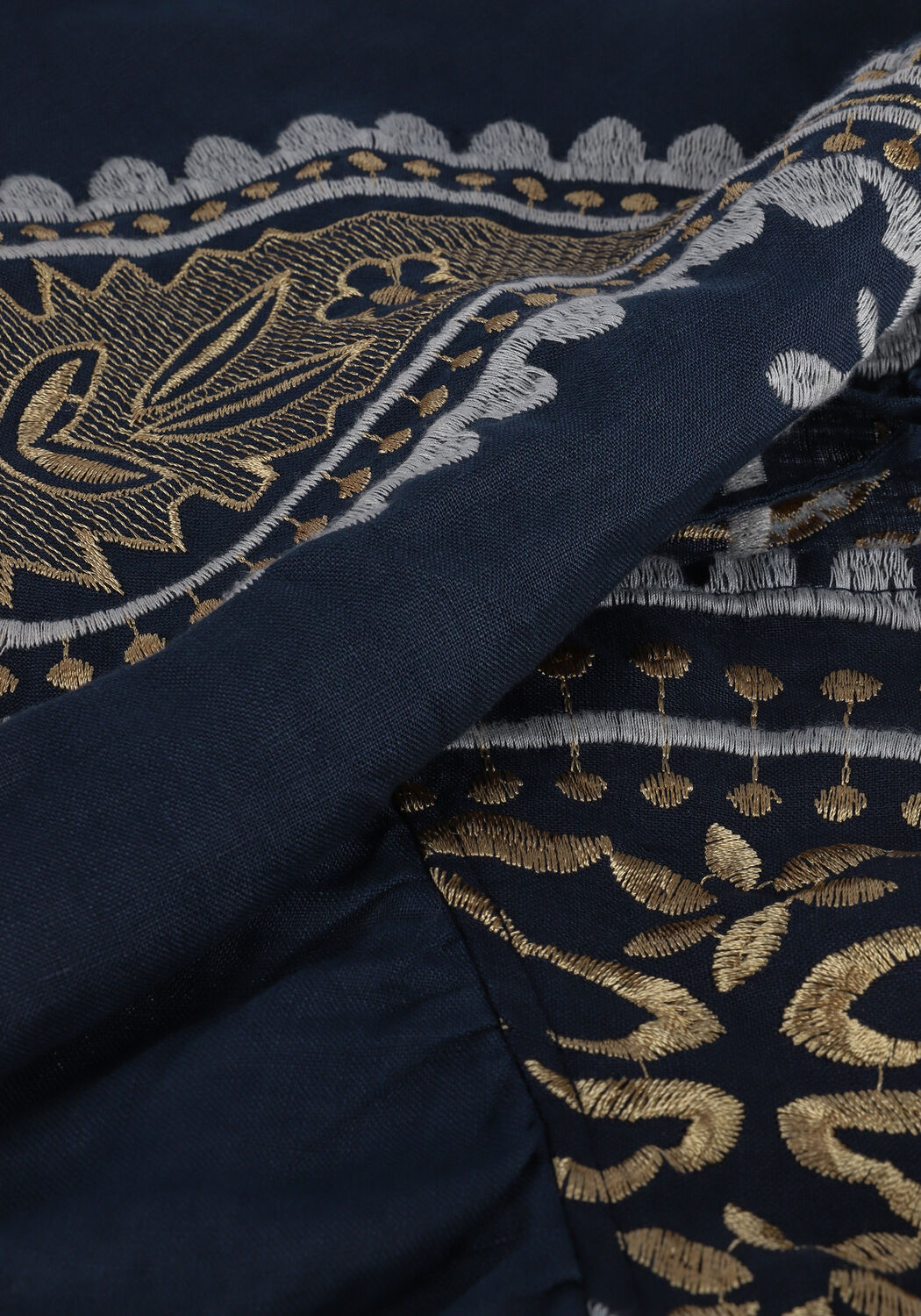 Donkerblauwe GREEK ARCHAIC KORI Blouses SHORT SLEEVE BLOUSE PAISLEY - large