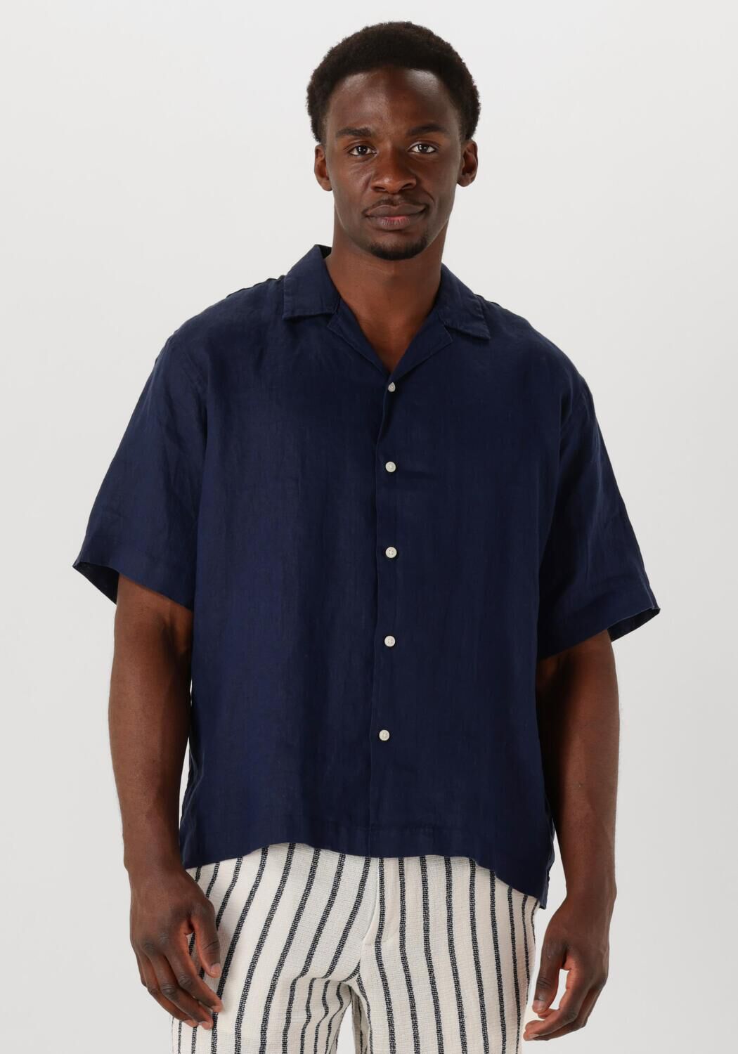SELECTED HOMME Heren Overhemden Slhregkylian Ss Shirt Resort Donkerblauw