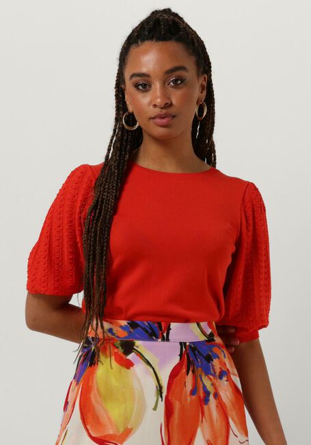 Oranje JANSEN AMSTERDAM Top K136 KNITTED TOP 3/4 PUFFED SLEEVE - large