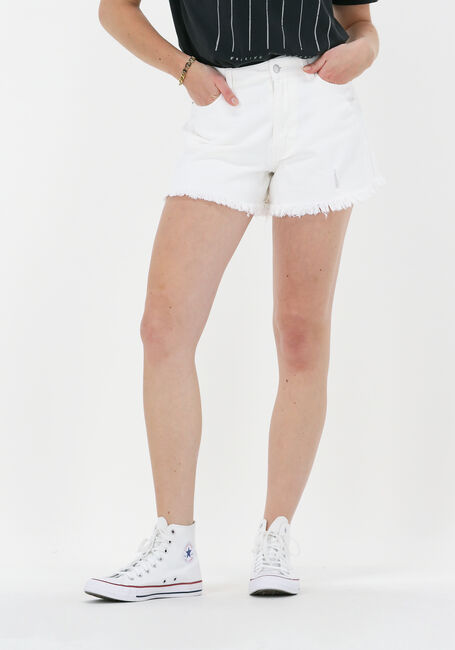 Witte COLOURFUL REBEL Broeken POLLY RIPPED DENIM SHORT - large