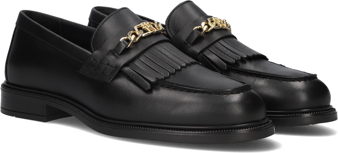 TOMMY HILFIGER Zwarte Loafers Th Chain Fringe Leather Loafer