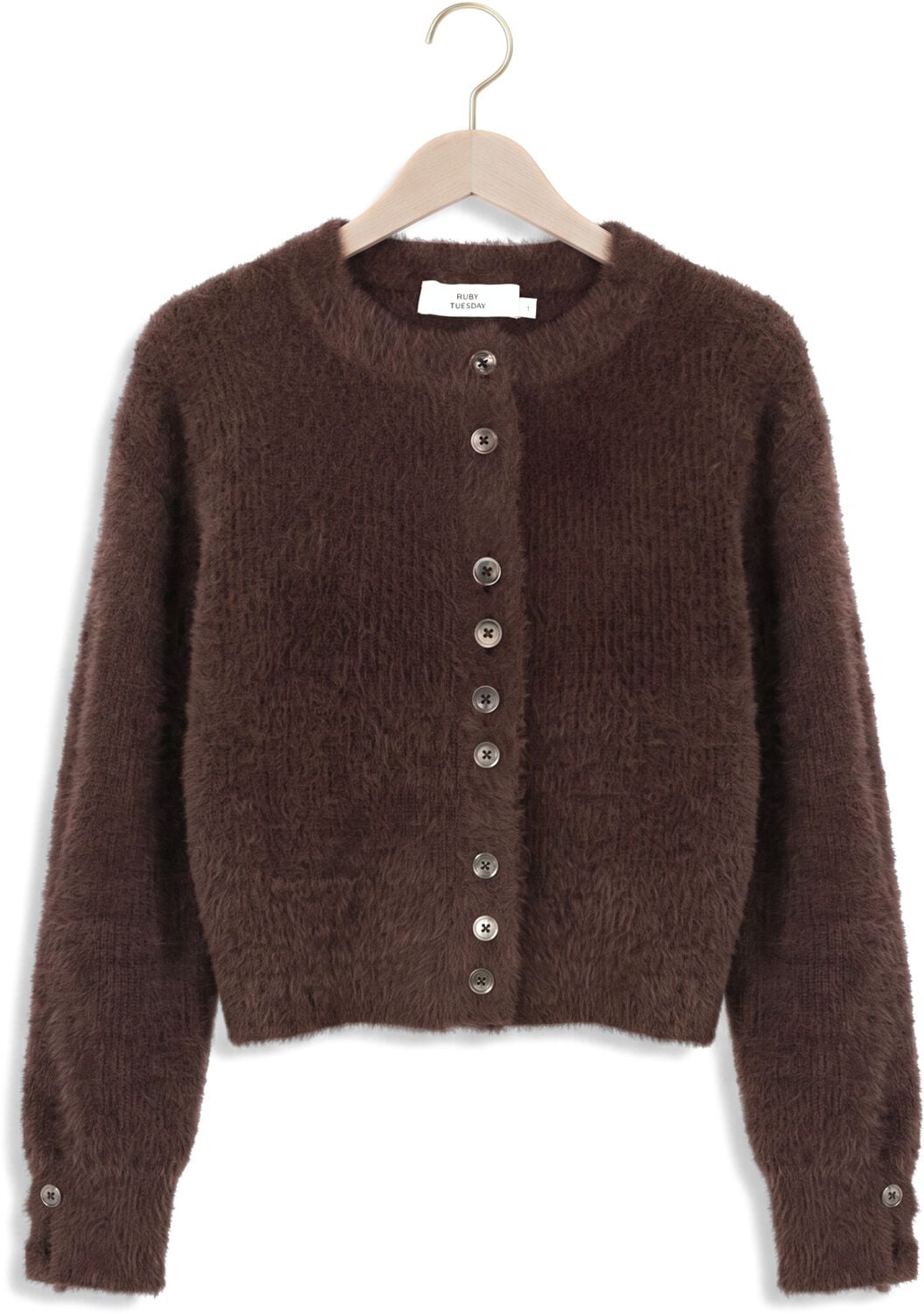 RUBY TUESDAY Dames Truien & Vesten Vivett Fluffy Knit Cardigan Bruin
