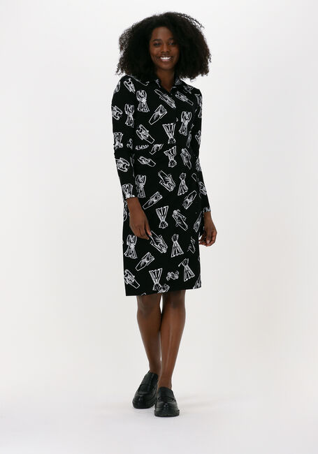 Zwarte JANSEN AMSTERDAM Midi jurk DRESS BUTTON - large