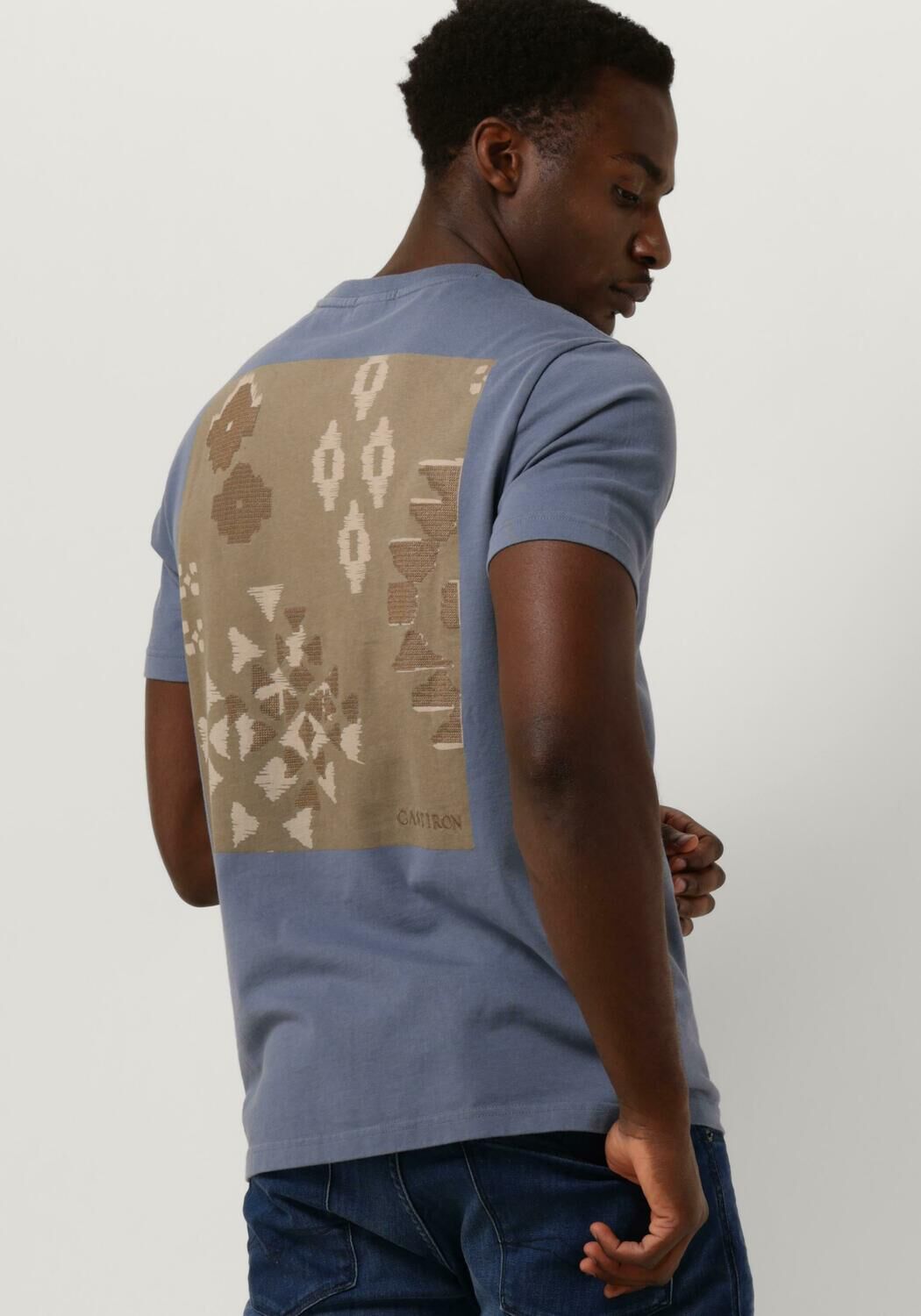 CAST IRON Heren Polo's & T-shirts Short Sleeve R-neck Regular Fit Cotton Blauw