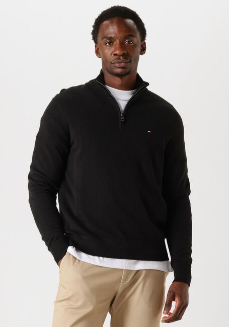 Zwarte TOMMY HILFIGER Trui PIMA ORG CTN CASHMERE ZIP MOCK - large