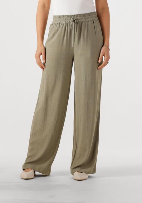 Khaki SELECTED FEMME Wijde broek SLFVIVA-GULIA HW LONG LINEN PANT NOOS - large