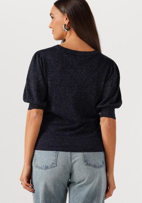 Donkerblauwe MINUS Trui LIVA PUFF SLEEVE METALLIC KNIT PULLOVER - large