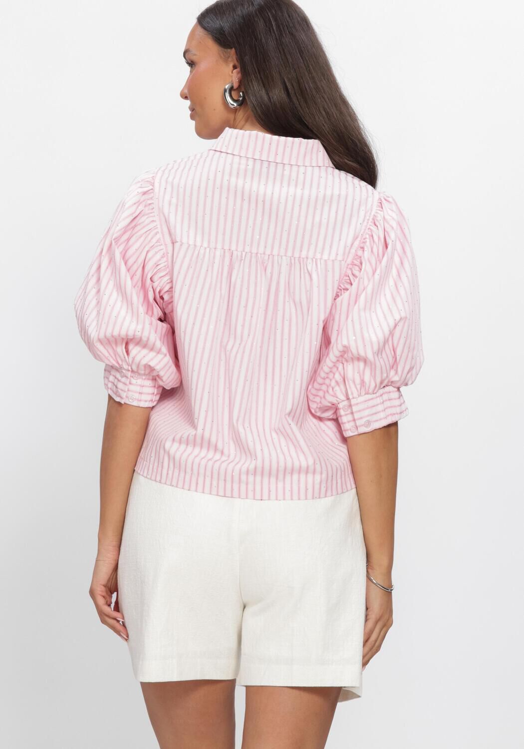 Roze NEO NOIR Blouses ETTA SOFT STRIPE STONE SHIRT - large