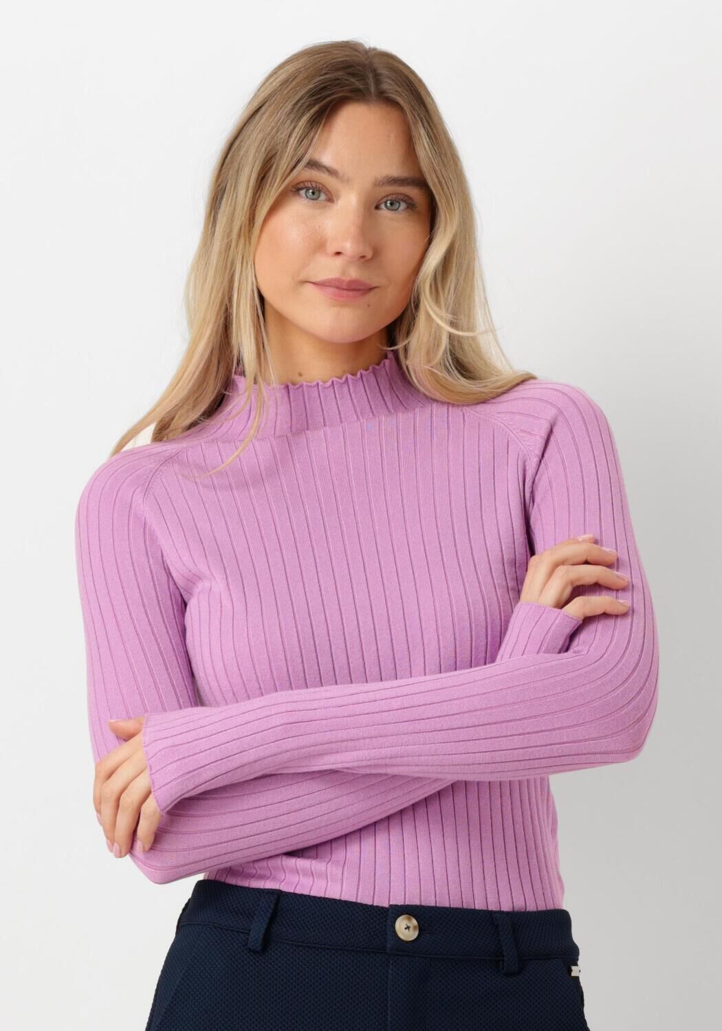YDENCE Dames Tops & T-shirts Knitted Top Kit Paars