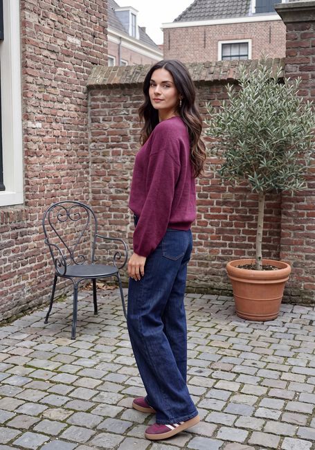 Paarse TWNS Trui LONG PUFFED SLEEVES ROUND NECK JUMPER - large