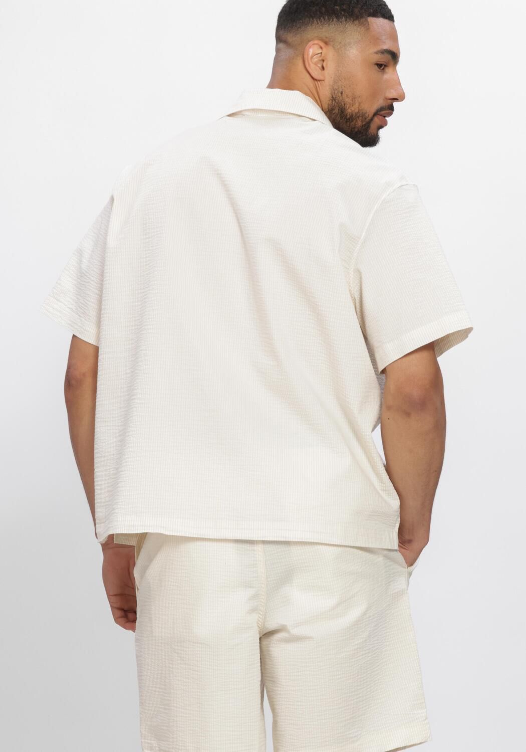 Ecru LACOSTE Casual overhemd RELAXED FIT WAFFLE TEXTURE SHIRT - large