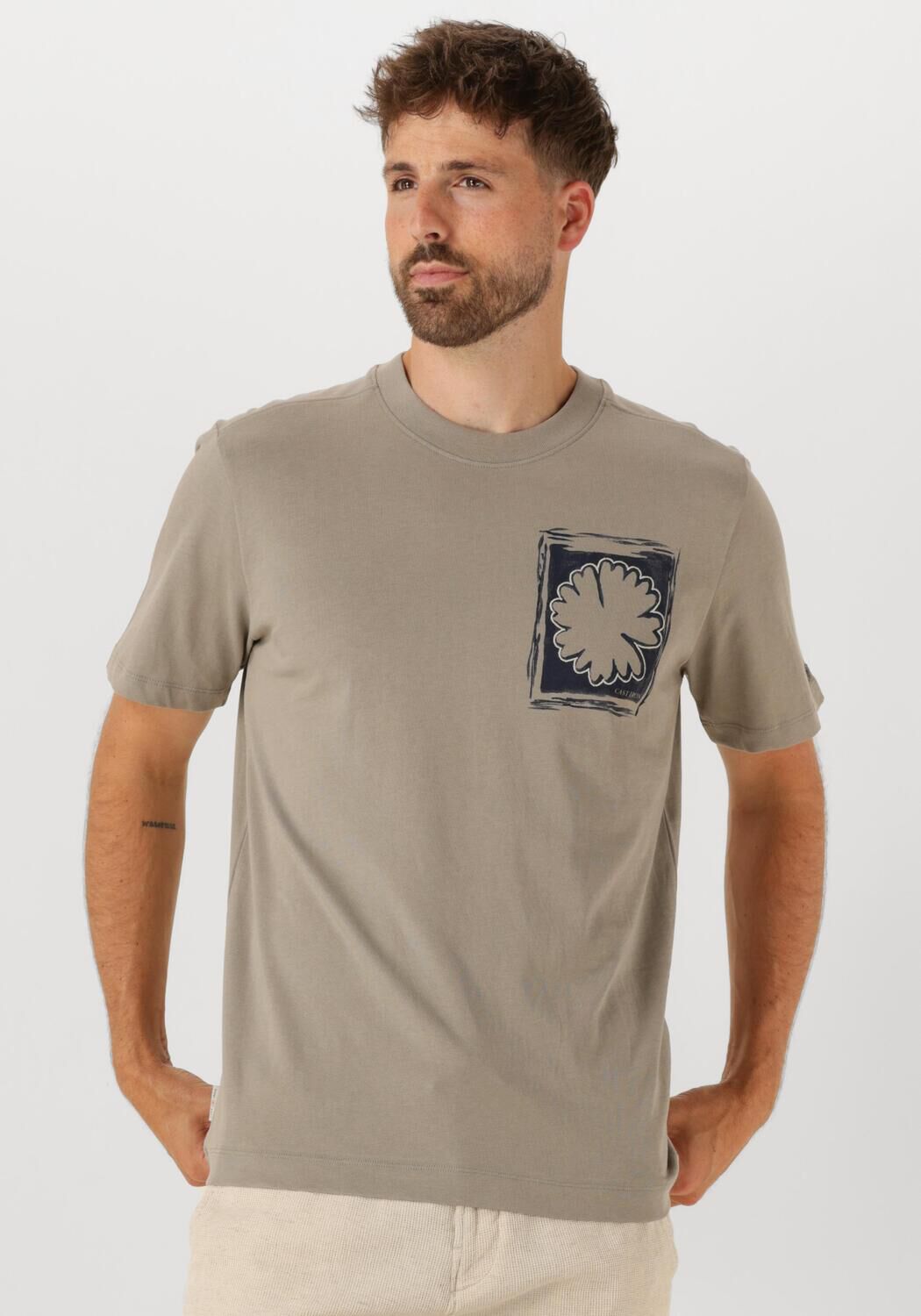 CAST IRON Heren Polo's & T-shirts Regular Fit Single Jersey Ca Beige