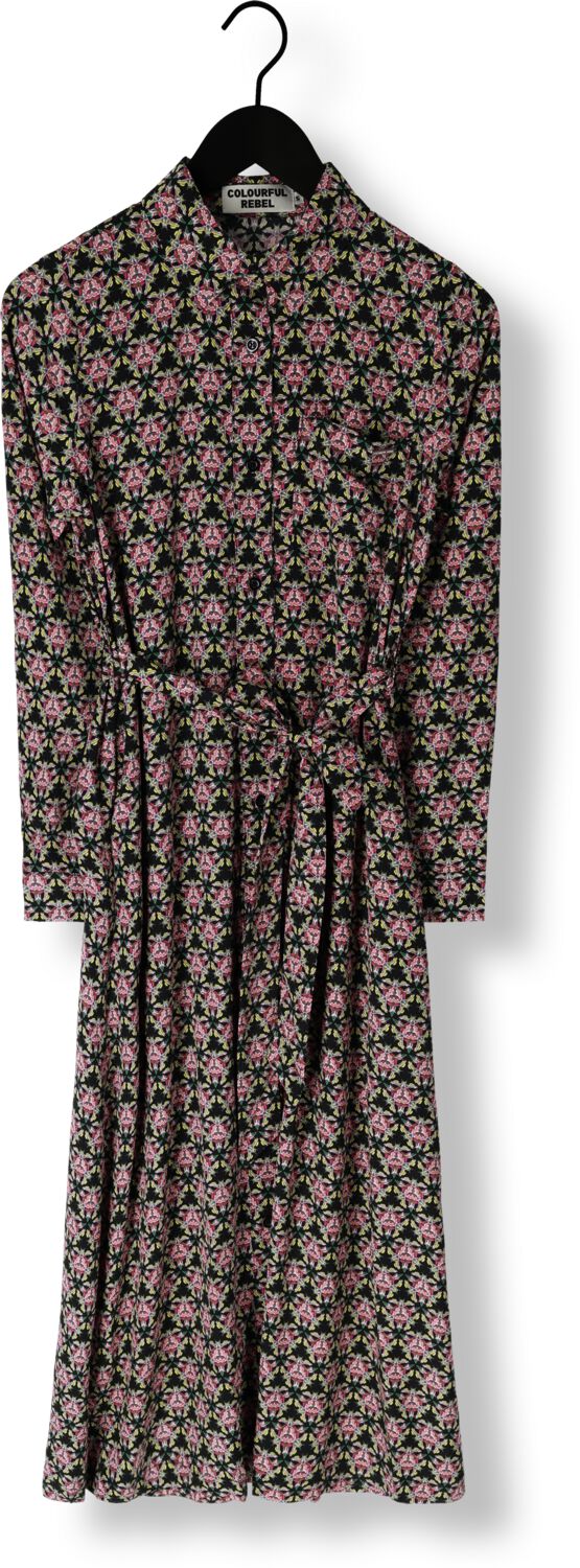 COLOURFUL REBEL Dames Jurken Dalia Graphic Flower Maxi Shirt Dress Multi