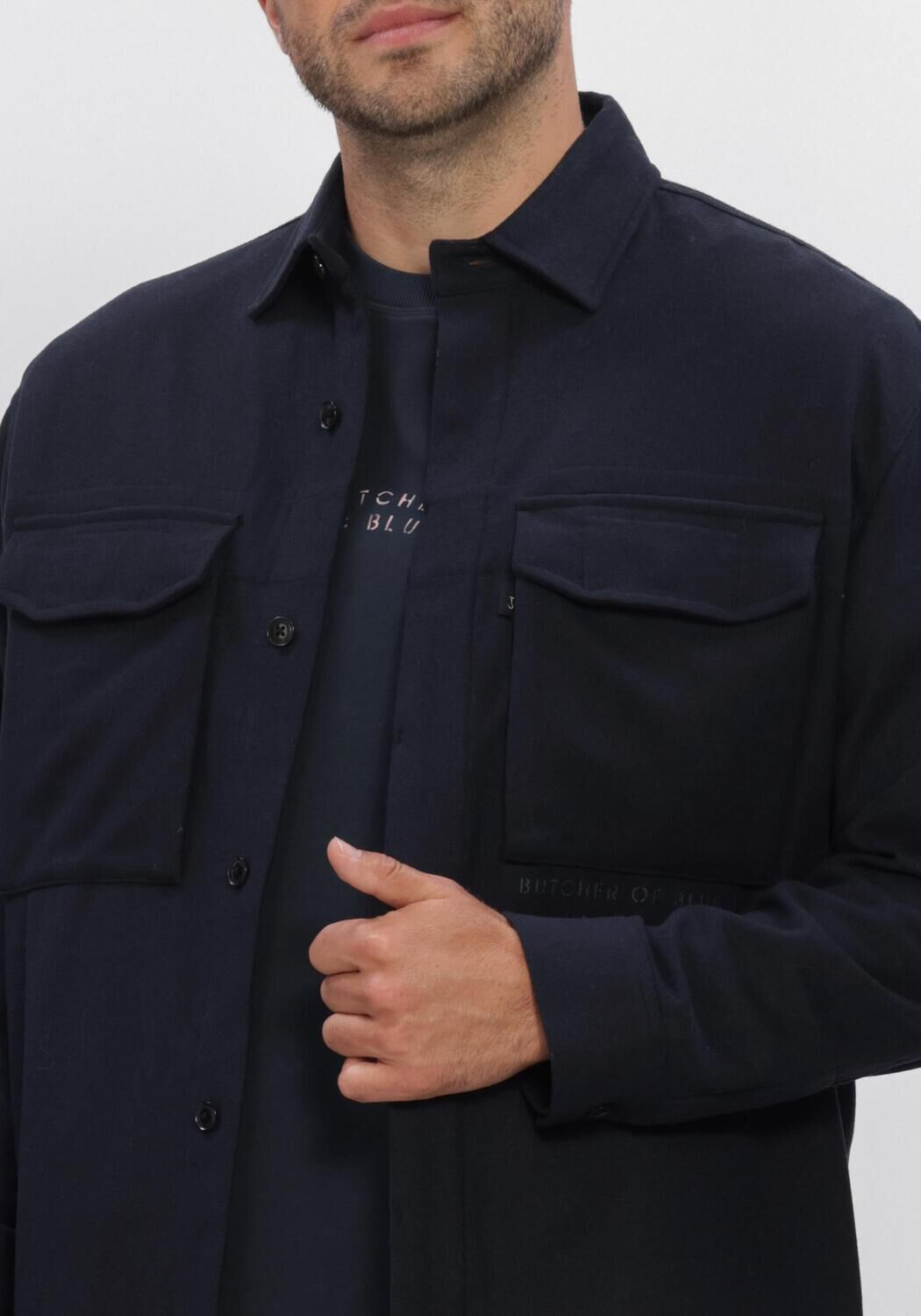 BUTCHER OF BLUE Heren Overshirts Dan Wool Overshirt Donkerblauw