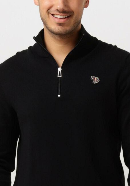 Zwarte PS PAUL SMITH Trui MENS SWEATER ZIP NECK ZEB BAD - large