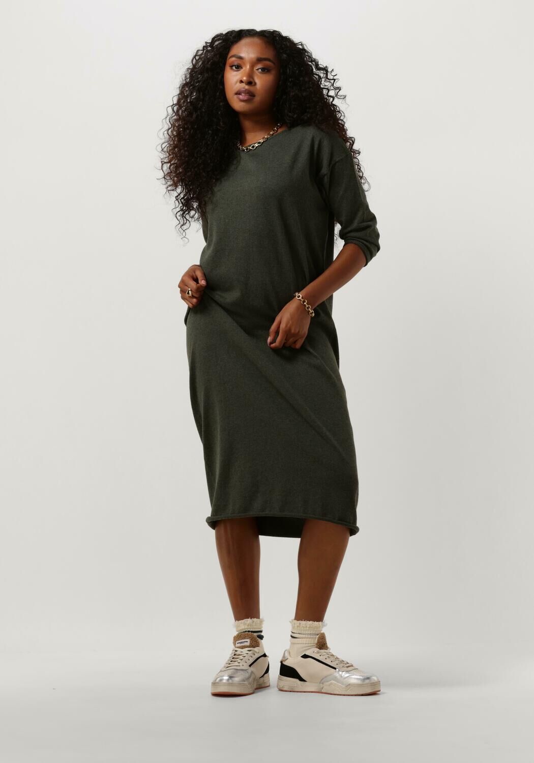 khaki penn ink midi jurk w23b217