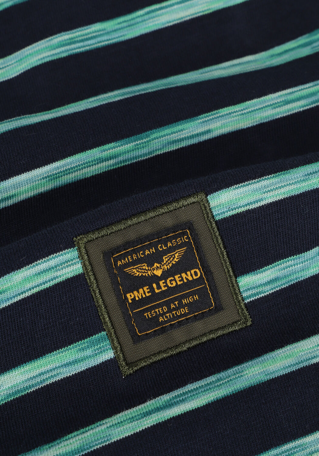 Groene PME LEGEND T-shirt SHORT SLEEVE R-NECK SPACE YD STRIPED JERSEY - large