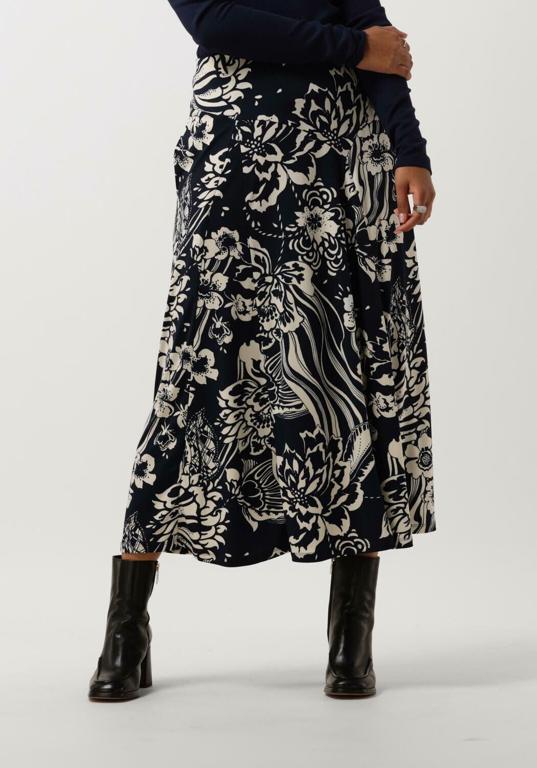 blauwe vanilia midirok swirl midi