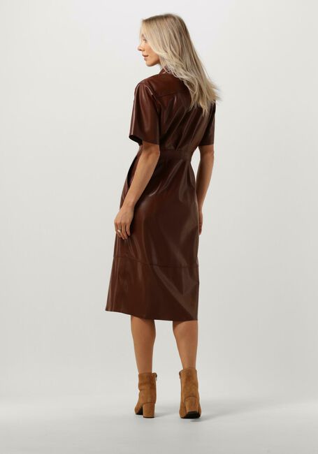 Bruine VANILIA Midi jurk FAUX LEATHER SHIRT DRESS - large