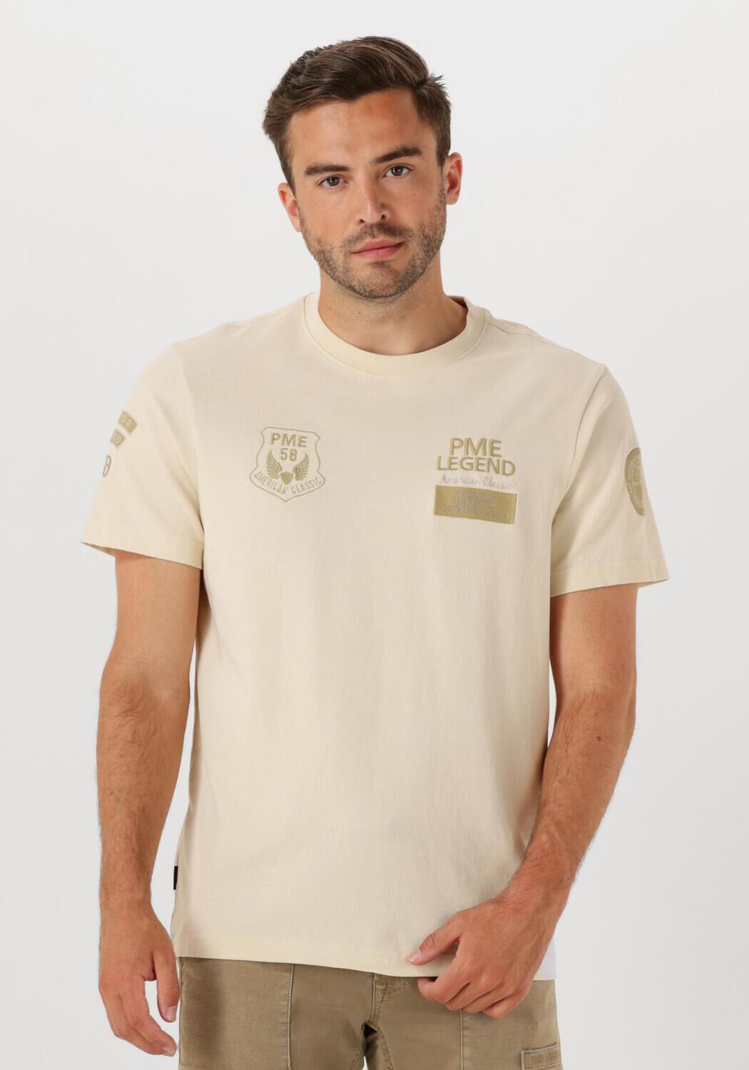 PME LEGEND Heren Polo's & T-shirts Flat Waffel Jersey Beige