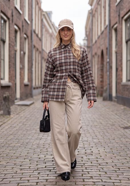 Taupe NEO NOIR Blouses DITA FLANNEL CHECK SHIRT - large