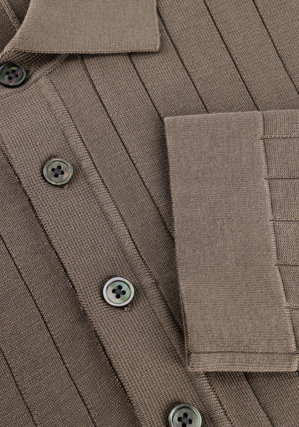 Taupe PROFUOMO Trui POLO LS BEIGE AERO EASE RIB - large