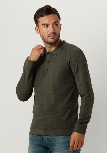 Groene CAST IRON Longsleeves LONG SLEEVE POLO SLIM FIT COTTON MODAL - large