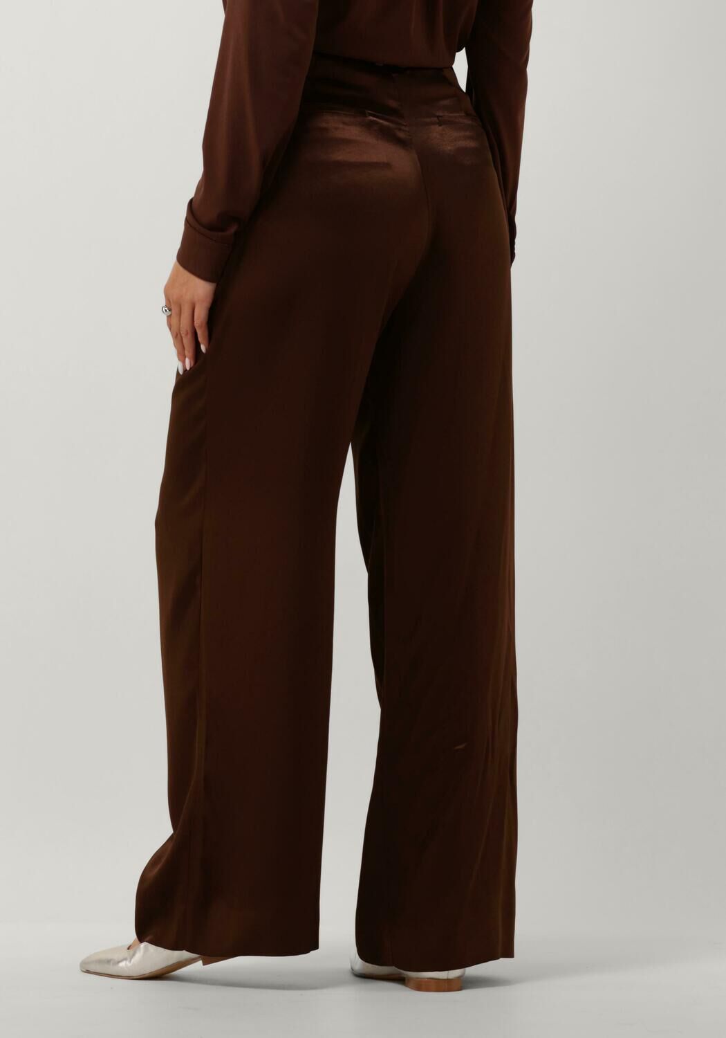 VANILIA Dames Broeken Satin Pleated W Bruin