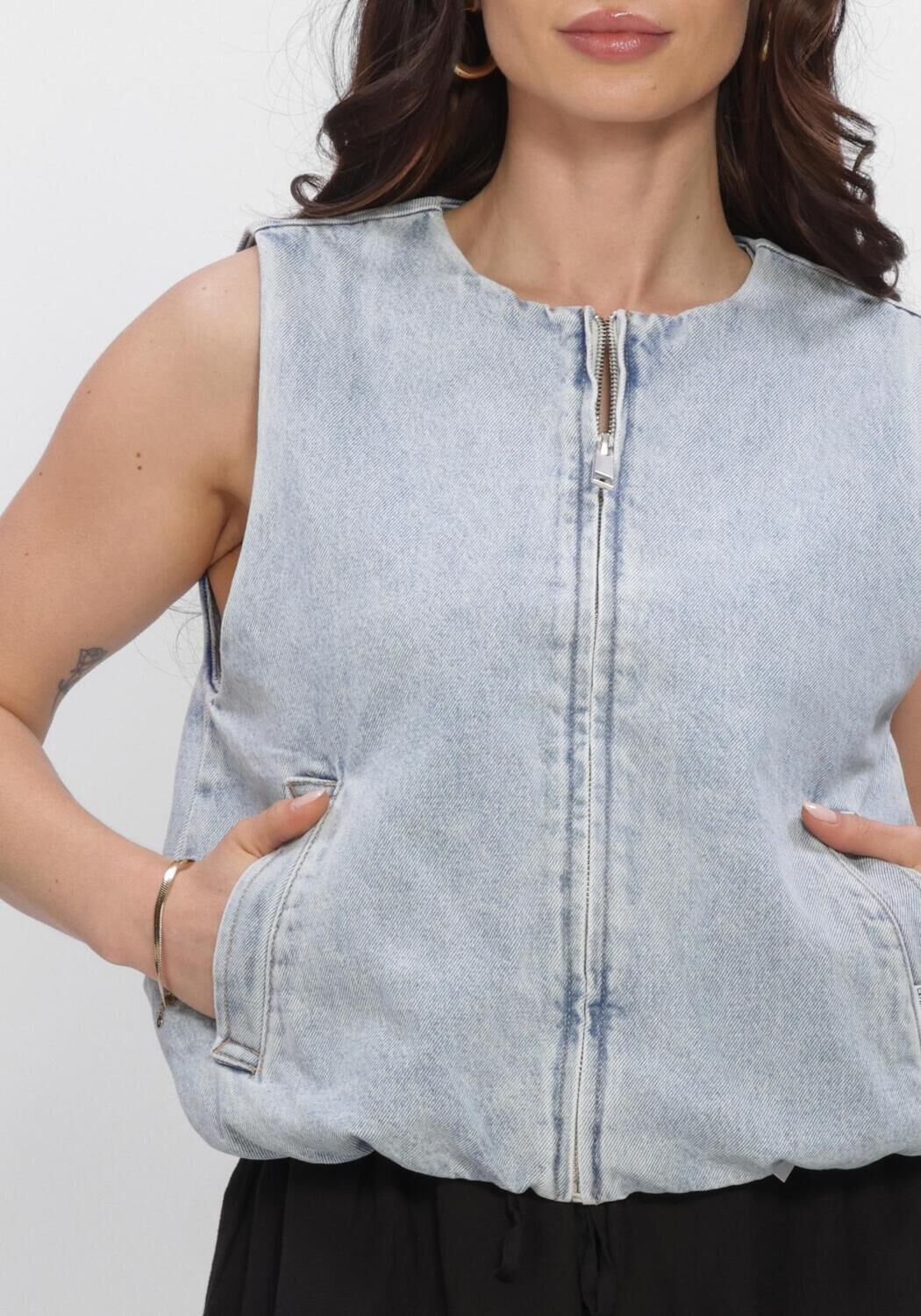 Blauwe CATWALK JUNKIE Bodywarmer DENIM BALLOON BODYWARMER - large