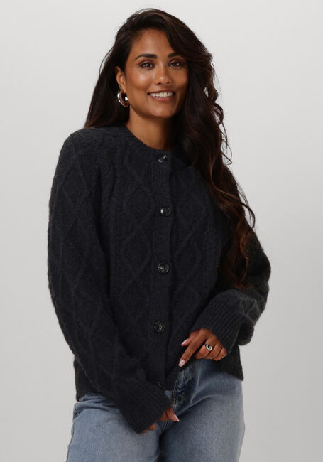 Zwarte NEO NOIR Vest SELDA CABLE SOFT KNIT CARDIGAN - large