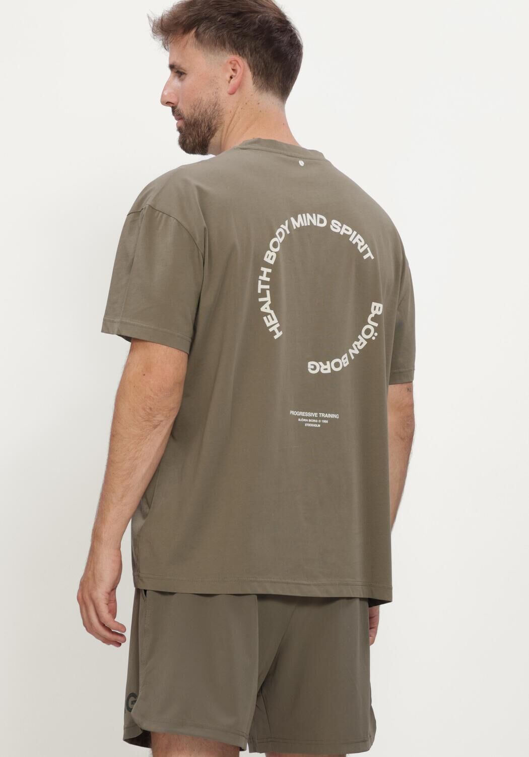 BJORN BORG Heren Polo's & T-shirts Borg Gym Oversized T-shirt Khaki