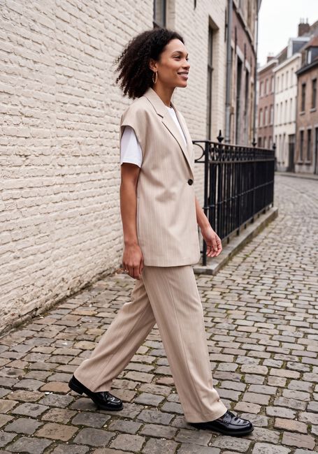 Beige SECOND FEMALE Pantalon JENNEA STRAIGHT TROUSERS - large