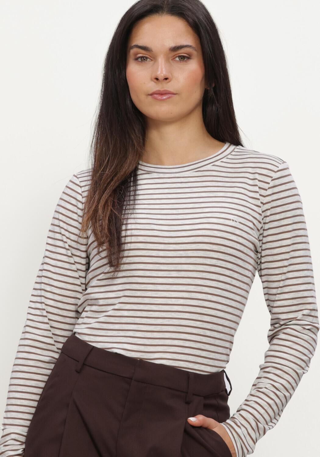 AIMEE THE LABEL Dames Tops & T-shirts Zenolucaw6 Striped Ls Zand