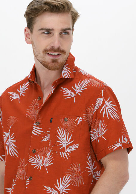 Rode VANGUARD Casual overhemd SHORT SLEEVE SHIRT PRINTED TENCEL COTTON LINEN - large