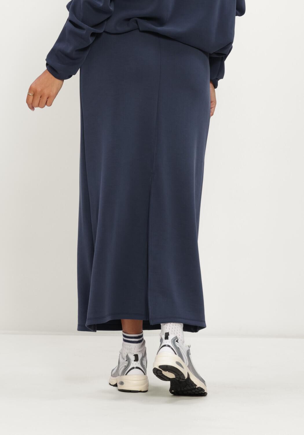 Donkerblauwe Y.A.S. Maxirok YASCOZE HW ANKLE SKIRT - large