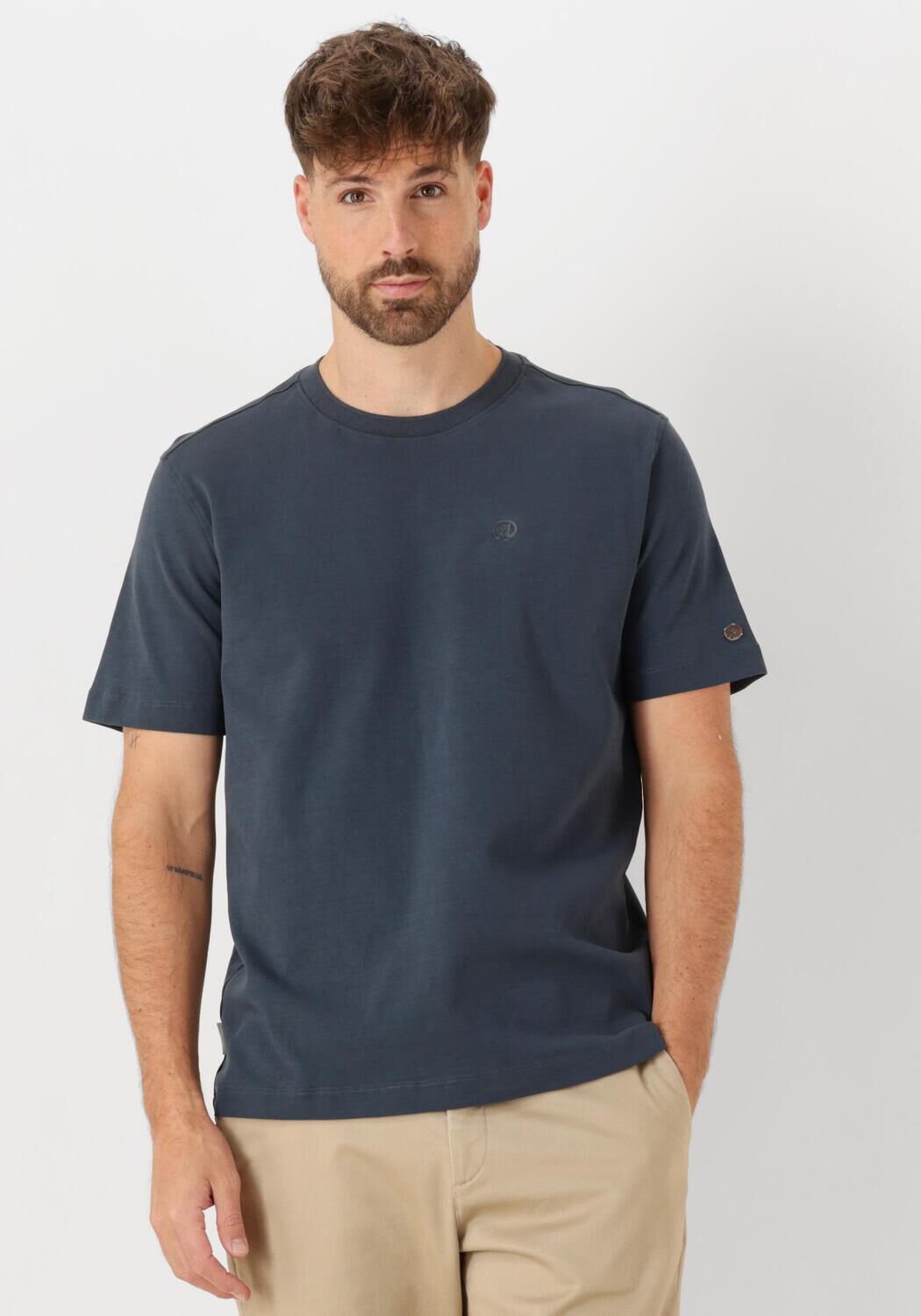 CAST IRON Heren Polo's & T-shirts Crewneck Regular Fit Interlock Essential Donkerblauw