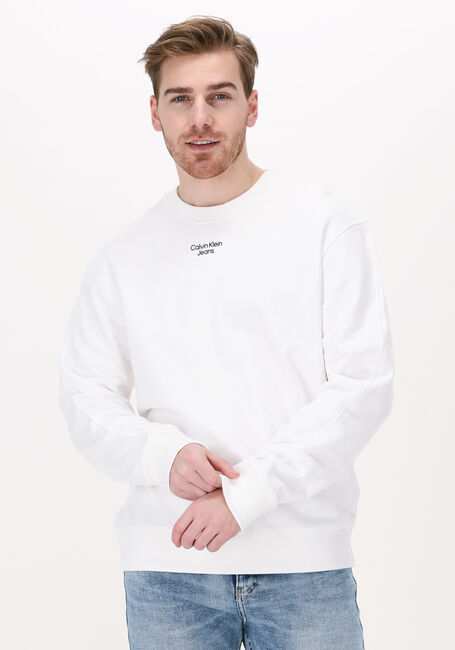 Witte CALVIN KLEIN Sweater STACKED LOGO CREW NECK - large