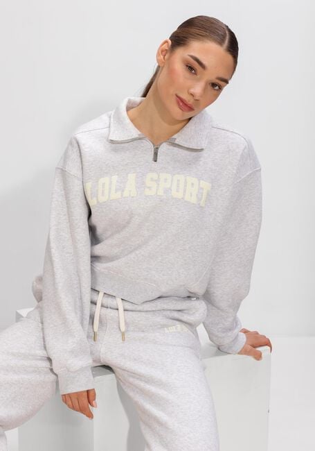 Lichtgrijze THE LOLA CLUB Trui JAYLA HALF ZIP SWEATER - large