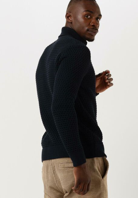 Donkerblauwe SELECTED HOMME Coltrui REMY LS KNIT ALL STU ROLL NECK W CAMP - large