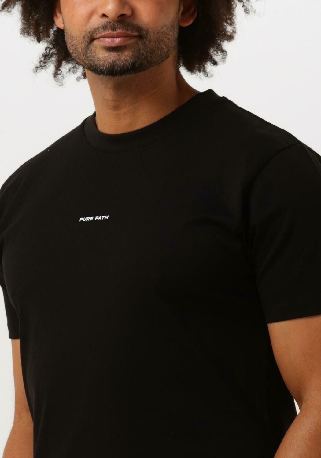 PURE PATH Heren Polo's & T-shirts Tshirt With Front And Back Print Zwart