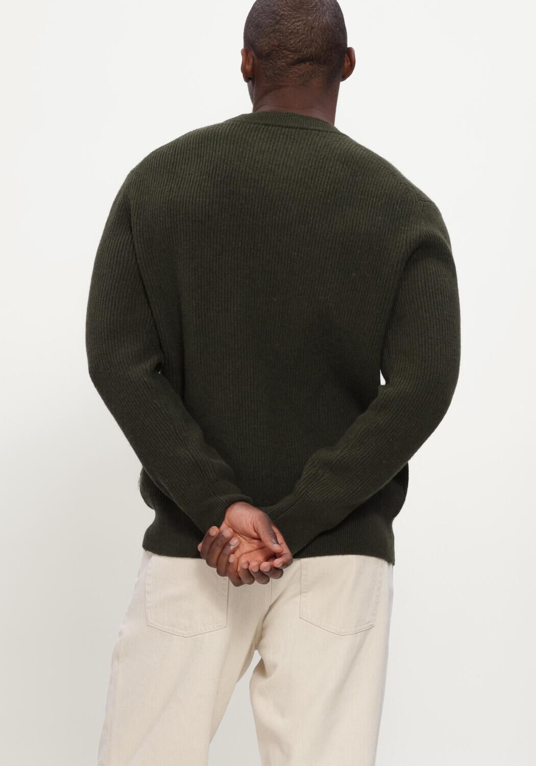 Groene LES DEUX Trui WOOL RIB ROUNDNECK KNIT - large