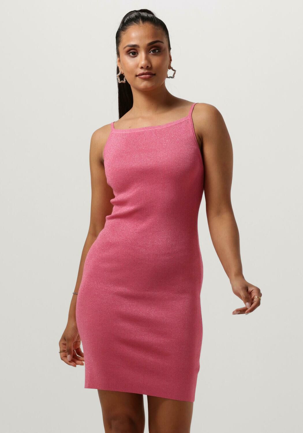 roze neo noir mini jurk contima glitter knit dress
