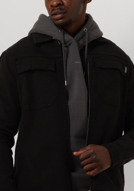 Zwarte PUREWHITE Overshirt TWILL OVERSHIRT WITH ZIPPER AND TWO FRONT POCKETS - large