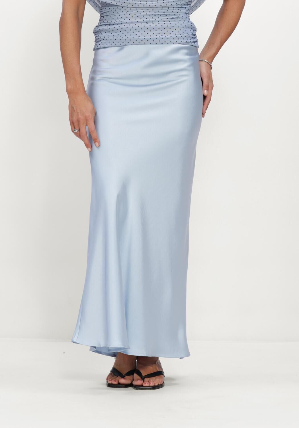 Lichtblauwe NEO NOIR Maxirok VICKY HEAVY SATEEN SKIRT - large