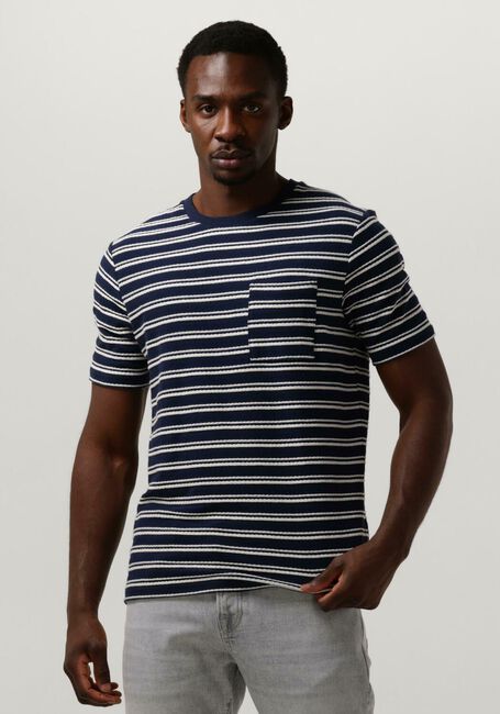 Donkerblauwe SCOTCH & SODA T-shirt STRUCTURED STRIPE POCKET T-SHIRT - large