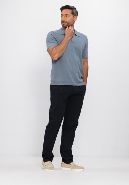 Blauwe PROFUOMO Polo POLO OPEN COLLAR COTTON CREPE - large