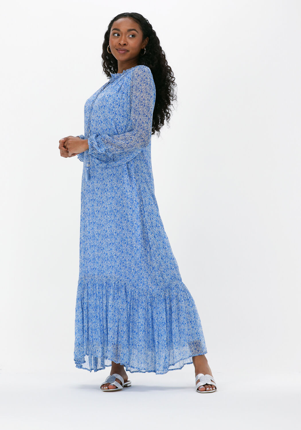 Blauwe lange jurk outlet