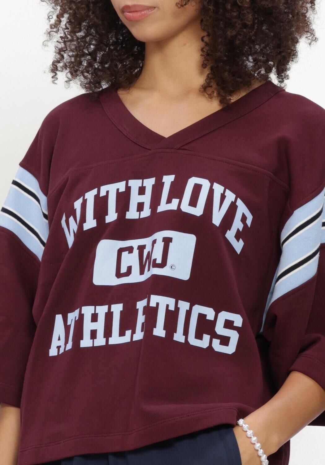 Bordeaux CATWALK JUNKIE Top SPORTY GRAPHIC SHORT SLEEVE SWEATER - large