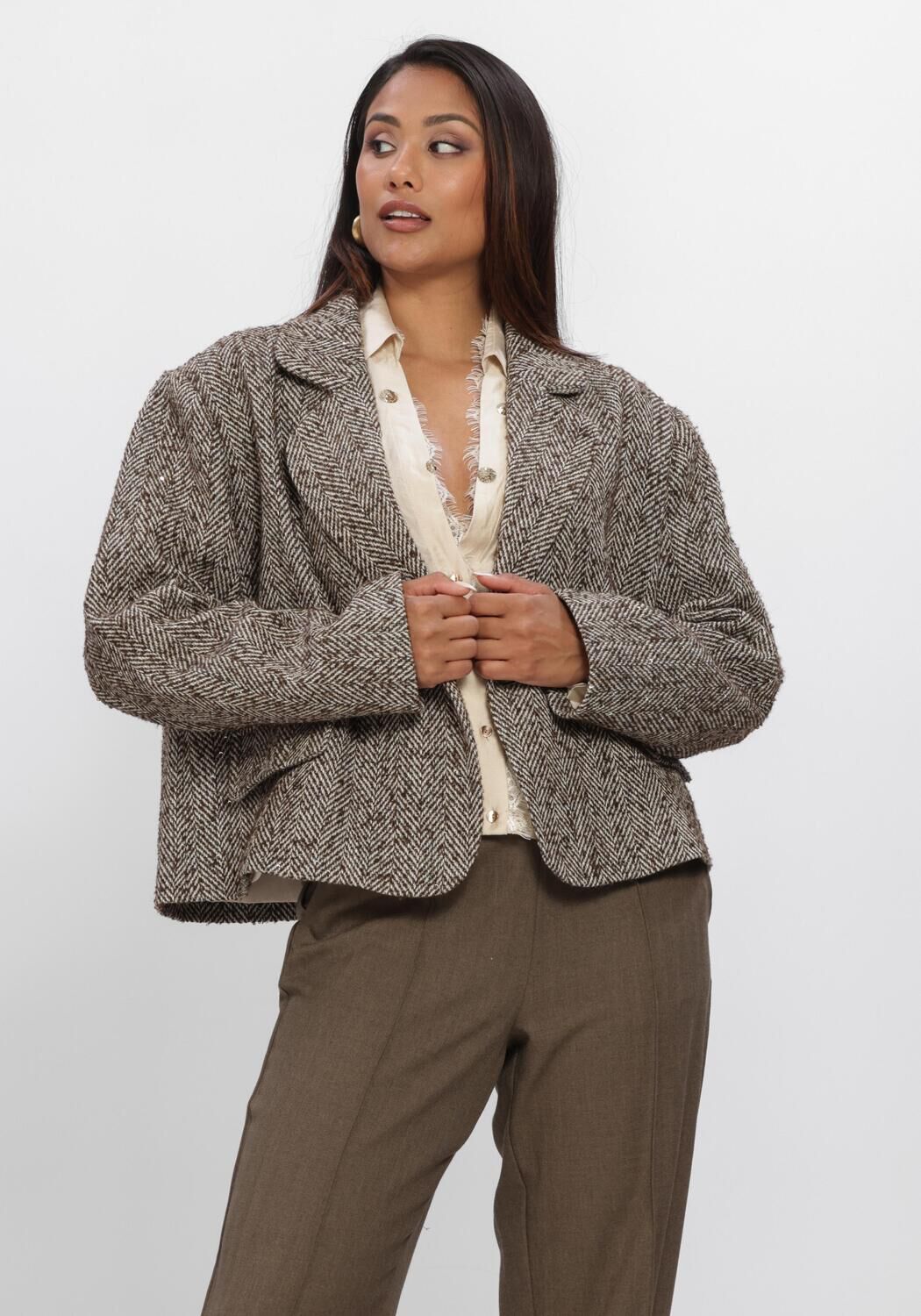 Bruine NUKUS Jack DAPHNE JACKET HERRINGBONE - large