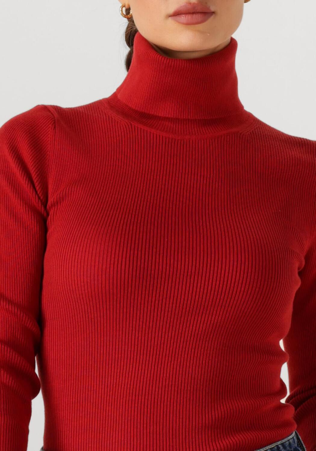 CALVIN KLEIN Dames Truien & Vesten Woven Label Roll Neck Rood